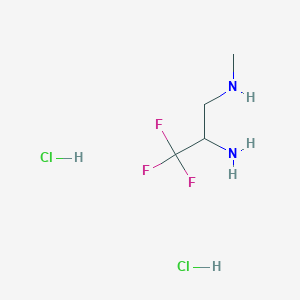 molecular formula C4H11Cl2F3N2 B2922423 3,3,3-Trifluoro-1-N-methylpropane-1,2-diamine;dihydrochloride CAS No. 2361645-04-5