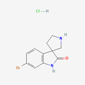 molecular formula C11H12BrClN2O B2922426 6-Bromospiro[indoline-3,3'-pyrrolidin]-2-one hydrochloride CAS No. 2247105-73-1