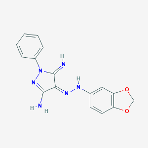 (4Z)-4-(1,3-benzodioxol-5-ylhydrazinylidene)-5-imino-1-phenylpyrazol-3-amine