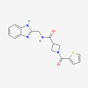molecular formula C17H16N4O2S B2922430 N-((1H-benzo[d]imidazol-2-yl)methyl)-1-(thiophene-2-carbonyl)azetidine-3-carboxamide CAS No. 1448075-66-8