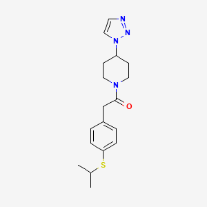 molecular formula C18H24N4OS B2922432 1-(4-(1H-1,2,3-triazol-1-yl)piperidin-1-yl)-2-(4-(isopropylthio)phenyl)ethanone CAS No. 2034289-05-7