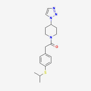 molecular formula C18H24N4OS B2922432 1-(4-(1H-1,2,3-三唑-1-基)哌啶-1-基)-2-(4-(异丙硫基)苯基)乙酮 CAS No. 2034289-05-7