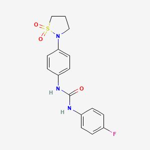 molecular formula C16H16FN3O3S B2922437 1-(4-(1,1-Dioxidoisothiazolidin-2-yl)phenyl)-3-(4-fluorophenyl)urea CAS No. 1203303-09-6