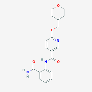molecular formula C19H21N3O4 B2922441 N-(2-carbamoylphenyl)-6-((tetrahydro-2H-pyran-4-yl)methoxy)nicotinamide CAS No. 2034241-49-9