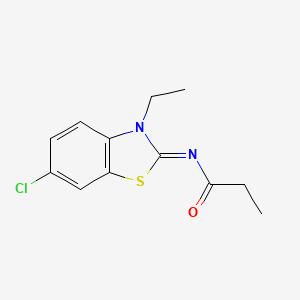 molecular formula C12H13ClN2OS B2922448 (E)-N-(6-氯-3-乙基苯并[d]噻唑-2(3H)-亚甲基)丙酰胺 CAS No. 865544-16-7
