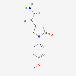molecular formula C12H15N3O3 B2922455 1-(4-Methoxyphenyl)-5-oxopyrrolidine-3-carbohydrazide CAS No. 332404-11-2