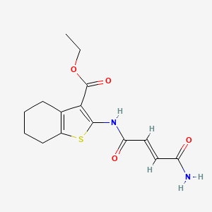 molecular formula C15H18N2O4S B2922458 (E)-ethyl 2-(4-amino-4-oxobut-2-enamido)-4,5,6,7-tetrahydrobenzo[b]thiophene-3-carboxylate CAS No. 367908-33-6