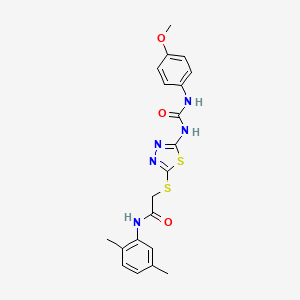 molecular formula C20H21N5O3S2 B2922462 N-(2,5-dimethylphenyl)-2-((5-(3-(4-methoxyphenyl)ureido)-1,3,4-thiadiazol-2-yl)thio)acetamide CAS No. 898436-35-6