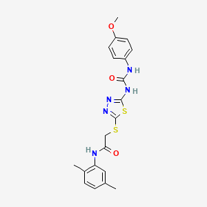 molecular formula C20H21N5O3S2 B2922462 N-(2,5-二甲苯基)-2-((5-(3-(4-甲氧苯基)脲基)-1,3,4-噻二唑-2-基)硫代)乙酰胺 CAS No. 898436-35-6