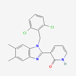 molecular formula C21H17Cl2N3O B2922463 3-[1-(2,6-二氯苄基)-5,6-二甲基-1H-1,3-苯并咪唑-2-基]-2(1H)-吡啶酮 CAS No. 860787-67-3