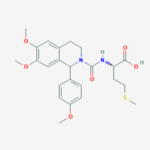 molecular formula C24H30N2O6S B2922467 N-{[6,7-dimethoxy-1-(4-methoxyphenyl)-3,4-dihydroisoquinolin-2(1H)-yl]carbonyl}-L-methionine CAS No. 956935-88-9