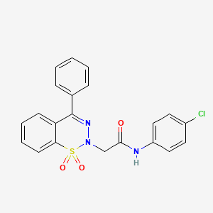 molecular formula C21H16ClN3O3S B2922471 N-(4-chlorophenyl)-2-(1,1-dioxido-4-phenyl-2H-1,2,3-benzothiadiazin-2-yl)acetamide CAS No. 1031618-87-7