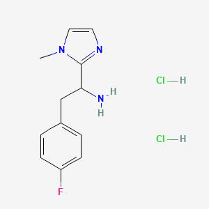 molecular formula C12H16Cl2FN3 B2922473 2-(4-Fluorophenyl)-1-(1-methyl-1H-imidazol-2-yl)ethan-1-amine dihydrochloride CAS No. 2241141-87-5
