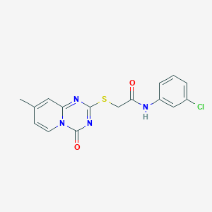 molecular formula C16H13ClN4O2S B2922474 N-(3-chlorophenyl)-2-(8-methyl-4-oxopyrido[1,2-a][1,3,5]triazin-2-yl)sulfanylacetamide CAS No. 896336-10-0