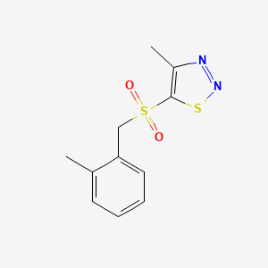 molecular formula C11H12N2O2S2 B2922476 4-Methyl-5-[(2-methylbenzyl)sulfonyl]-1,2,3-thiadiazole CAS No. 400087-46-9
