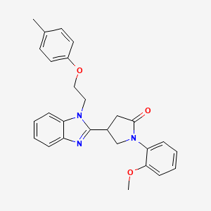 molecular formula C27H27N3O3 B2922483 1-(2-methoxyphenyl)-4-(1-(2-(p-tolyloxy)ethyl)-1H-benzo[d]imidazol-2-yl)pyrrolidin-2-one CAS No. 586994-81-2