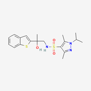 molecular formula C19H25N3O3S2 B2922485 N-(2-(benzo[b]thiophen-2-yl)-2-hydroxypropyl)-1-isopropyl-3,5-dimethyl-1H-pyrazole-4-sulfonamide CAS No. 2034404-18-5