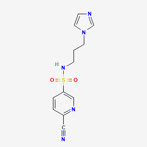 molecular formula C12H13N5O2S B2922493 6-cyano-N-[3-(1H-imidazol-1-yl)propyl]pyridine-3-sulfonamide CAS No. 1445735-58-9