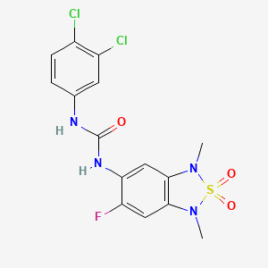 molecular formula C15H13Cl2FN4O3S B2922509 1-(3,4-Dichlorophenyl)-3-(6-fluoro-1,3-dimethyl-2,2-dioxido-1,3-dihydrobenzo[c][1,2,5]thiadiazol-5-yl)urea CAS No. 2034404-31-2
