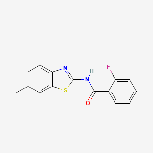 molecular formula C16H13FN2OS B2922510 N-(4,6-dimethyl-1,3-benzothiazol-2-yl)-2-fluorobenzamide CAS No. 301235-47-2