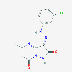 molecular formula C13H10ClN5O2 B292252 (3E)-3-[(3-chlorophenyl)hydrazinylidene]-5-methyl-1H-pyrazolo[1,5-a]pyrimidine-2,7-dione 