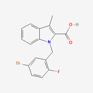 molecular formula C17H13BrFNO2 B2922522 1-[(5-Bromo-2-fluorophenyl)methyl]-3-methylindole-2-carboxylic acid CAS No. 2375271-50-2