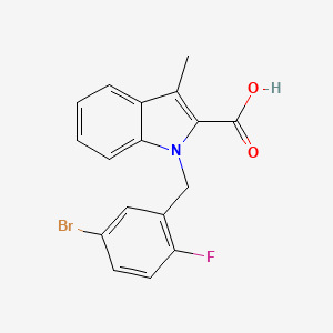 molecular formula C17H13BrFNO2 B2922522 1-[(5-溴-2-氟苯基)甲基]-3-甲基吲哚-2-羧酸 CAS No. 2375271-50-2