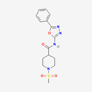 molecular formula C15H18N4O4S B2922524 1-(methylsulfonyl)-N-(5-phenyl-1,3,4-oxadiazol-2-yl)piperidine-4-carboxamide CAS No. 1058242-76-4