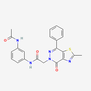 molecular formula C22H19N5O3S B2922529 N-(3-乙酰氨基苯基)-2-(2-甲基-4-氧代-7-苯基噻唑并[4,5-d]哒嗪-5(4H)-基)乙酰胺 CAS No. 941897-31-0