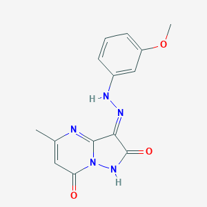 molecular formula C14H13N5O3 B292253 (3E)-3-[(3-methoxyphenyl)hydrazinylidene]-5-methyl-1H-pyrazolo[1,5-a]pyrimidine-2,7-dione 