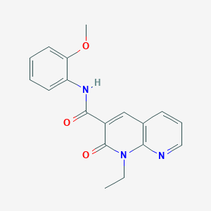 molecular formula C18H17N3O3 B2922532 1-ethyl-N-(2-methoxyphenyl)-2-oxo-1,2-dihydro-1,8-naphthyridine-3-carboxamide CAS No. 941974-15-8