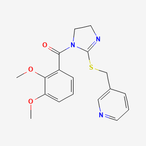 molecular formula C18H19N3O3S B2922537 (2,3-dimethoxyphenyl)(2-((pyridin-3-ylmethyl)thio)-4,5-dihydro-1H-imidazol-1-yl)methanone CAS No. 851807-49-3