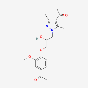 molecular formula C19H24N2O5 B2922541 1-(1-(3-(4-acetyl-2-methoxyphenoxy)-2-hydroxypropyl)-3,5-dimethyl-1H-pyrazol-4-yl)ethanone CAS No. 890643-84-2