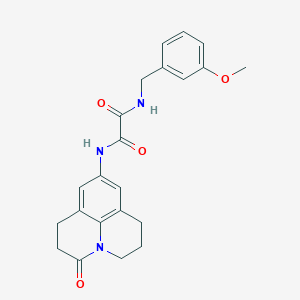 molecular formula C22H23N3O4 B2922547 N1-(3-methoxybenzyl)-N2-(3-oxo-1,2,3,5,6,7-hexahydropyrido[3,2,1-ij]quinolin-9-yl)oxalamide CAS No. 898456-13-8