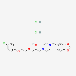 molecular formula C23H31Cl3N2O5 B2922552 1-(4-(苯并[d][1,3]二氧杂环-5-基甲基)哌嗪-1-基)-3-(2-(4-氯苯氧基)乙氧基)丙烷-2-醇二盐酸盐 CAS No. 1216824-12-2