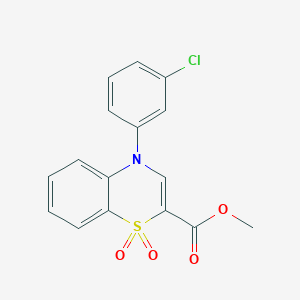 molecular formula C16H12ClNO4S B2922554 methyl 4-(3-chlorophenyl)-4H-1,4-benzothiazine-2-carboxylate 1,1-dioxide CAS No. 1357703-08-2