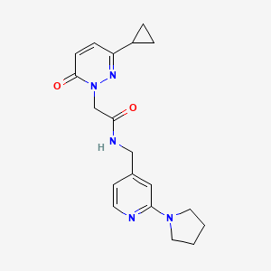 molecular formula C19H23N5O2 B2922555 2-(3-cyclopropyl-6-oxopyridazin-1(6H)-yl)-N-((2-(pyrrolidin-1-yl)pyridin-4-yl)methyl)acetamide CAS No. 2034468-42-1