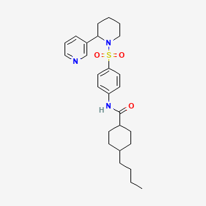 molecular formula C27H37N3O3S B2922556 4-丁基-N-(4-((2-(吡啶-3-基)哌啶-1-基)磺酰基)苯基)环己烷甲酰胺 CAS No. 474621-86-8