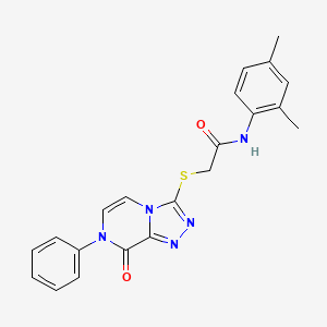 molecular formula C21H19N5O2S B2922558 N-(2,4-dimethylphenyl)-2-((8-oxo-7-phenyl-7,8-dihydro-[1,2,4]triazolo[4,3-a]pyrazin-3-yl)thio)acetamide CAS No. 1242854-82-5