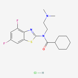 molecular formula C18H24ClF2N3OS B2922568 N-(4,6-difluorobenzo[d]thiazol-2-yl)-N-(2-(dimethylamino)ethyl)cyclohexanecarboxamide hydrochloride CAS No. 1215387-01-1