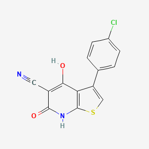 molecular formula C14H7ClN2O2S B2922572 3-(4-Chlorophenyl)-4-hydroxy-6-oxo-6,7-dihydrothieno[2,3-b]pyridine-5-carbonitrile CAS No. 844499-52-1