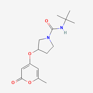 molecular formula C15H22N2O4 B2922576 N-(叔丁基)-3-((6-甲基-2-氧代-2H-吡喃-4-基)氧基)吡咯烷-1-甲酰胺 CAS No. 1787880-54-9
