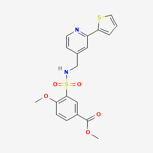 molecular formula C19H18N2O5S2 B2922577 methyl 4-methoxy-3-(N-((2-(thiophen-2-yl)pyridin-4-yl)methyl)sulfamoyl)benzoate CAS No. 2034438-03-2