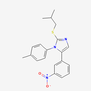 molecular formula C20H21N3O2S B2922592 2-(isobutylthio)-5-(3-nitrophenyl)-1-(p-tolyl)-1H-imidazole CAS No. 1235021-31-4