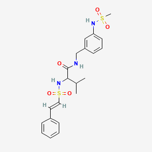 molecular formula C21H27N3O5S2 B2922594 N-[[3-(Methanesulfonamido)phenyl]methyl]-3-methyl-2-[[(E)-2-phenylethenyl]sulfonylamino]butanamide CAS No. 1101180-99-7