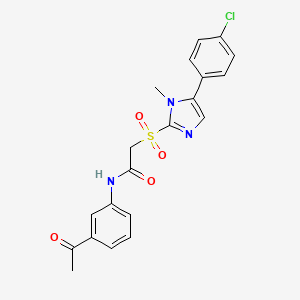 molecular formula C20H18ClN3O4S B2922596 N-(3-acetylphenyl)-2-((5-(4-chlorophenyl)-1-methyl-1H-imidazol-2-yl)sulfonyl)acetamide CAS No. 922101-21-1