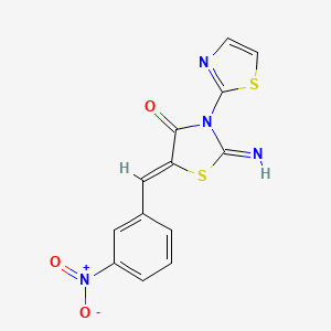 molecular formula C13H8N4O3S2 B2922598 (5Z)-2-imino-5-[(3-nitrophenyl)methylidene]-3-(1,3-thiazol-2-yl)-1,3-thiazolidin-4-one CAS No. 630083-12-4