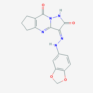 molecular formula C16H13N5O4 B292260 (10E)-10-(1,3-benzodioxol-5-ylhydrazinylidene)-1,8,12-triazatricyclo[7.3.0.03,7]dodeca-3(7),8-diene-2,11-dione 