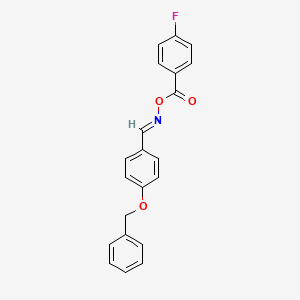 molecular formula C21H16FNO3 B2922600 (E)-{[4-(benzyloxy)phenyl]methylidene}amino 4-fluorobenzoate CAS No. 478046-77-4