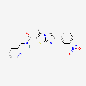 molecular formula C19H15N5O3S B2922601 3-methyl-6-(3-nitrophenyl)-N-(pyridin-2-ylmethyl)imidazo[2,1-b]thiazole-2-carboxamide CAS No. 852135-70-7